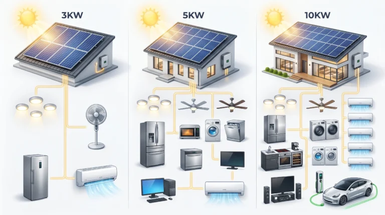 Household appliances supported by 3KW, 5KW and 10KW solar systems