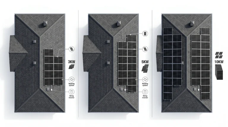 Roof space required for 3KW, 5KW and 10KW solar panel installations